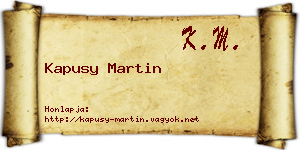 Kapusy Martin névjegykártya