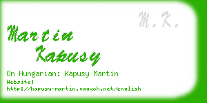 martin kapusy business card